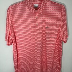 Greg Norman Striped Pink Polo Shirt quarter button down size xl